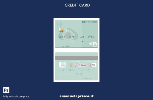 modello di carta di debito visto Salvador Banco Azteca in stile verificato